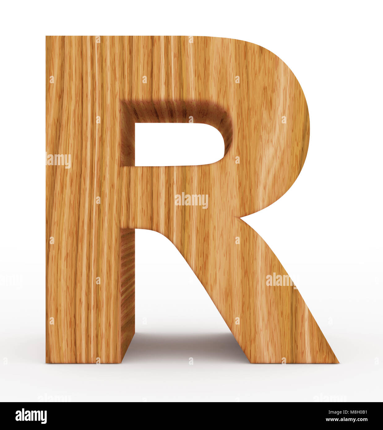 letter R 3d wooden isolated on white - 3d rendering Stock Photo - Alamy