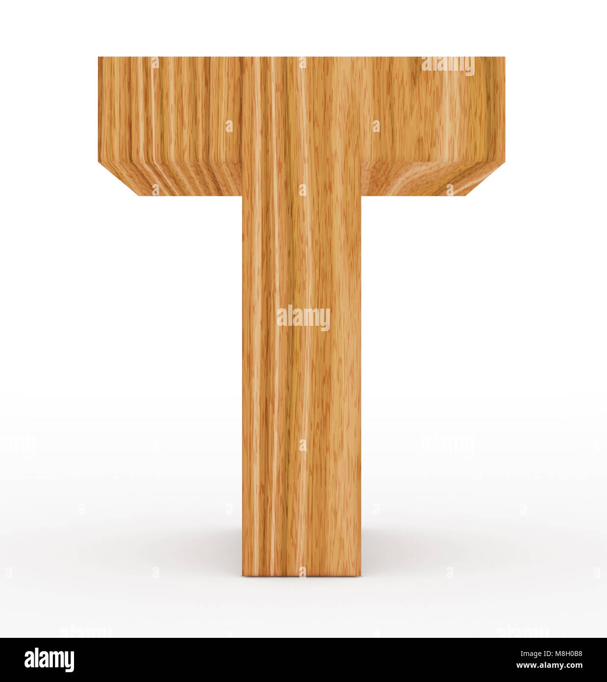 letter T 3d wooden isolated on white - 3d rendering Stock Photo - Alamy