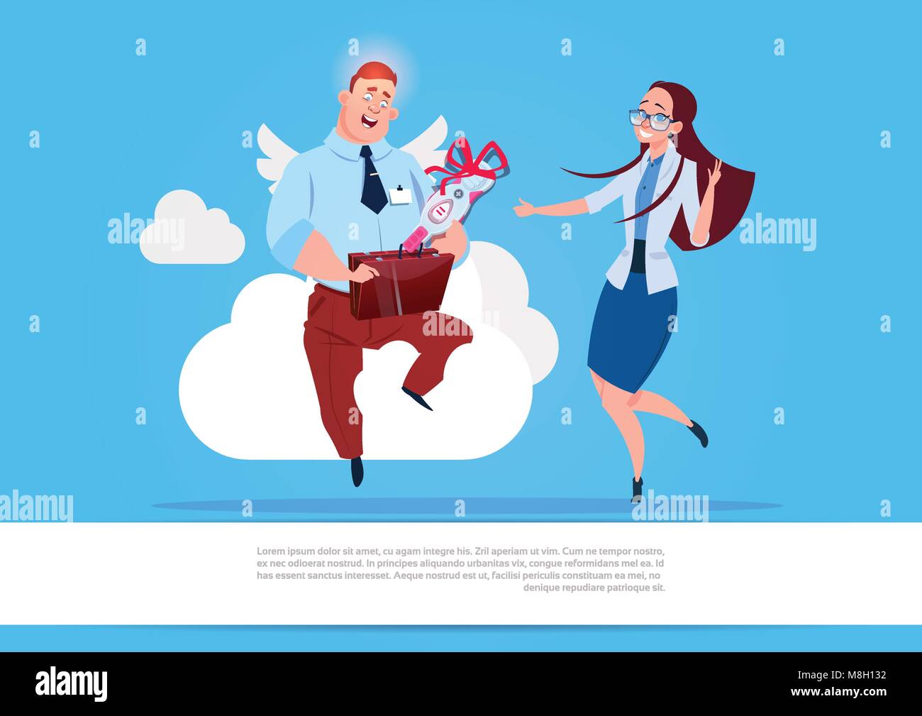 Happy Couple Holding Positive Pregnancy Test Planning Family With