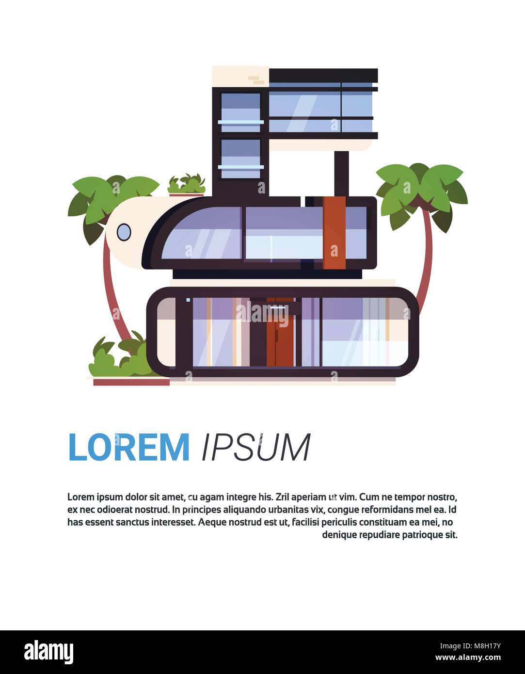 Modern Cottage House Luxury Real Estate Home Design Isolated On Background With Copy Space Stock Vector