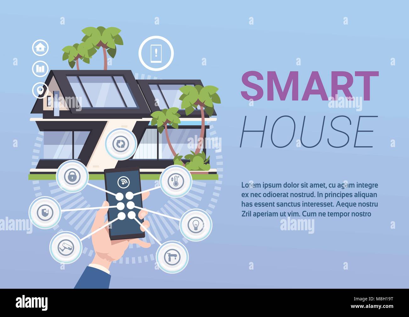 Smart Home Management System Of Control With Hands Holding Smartphone ...