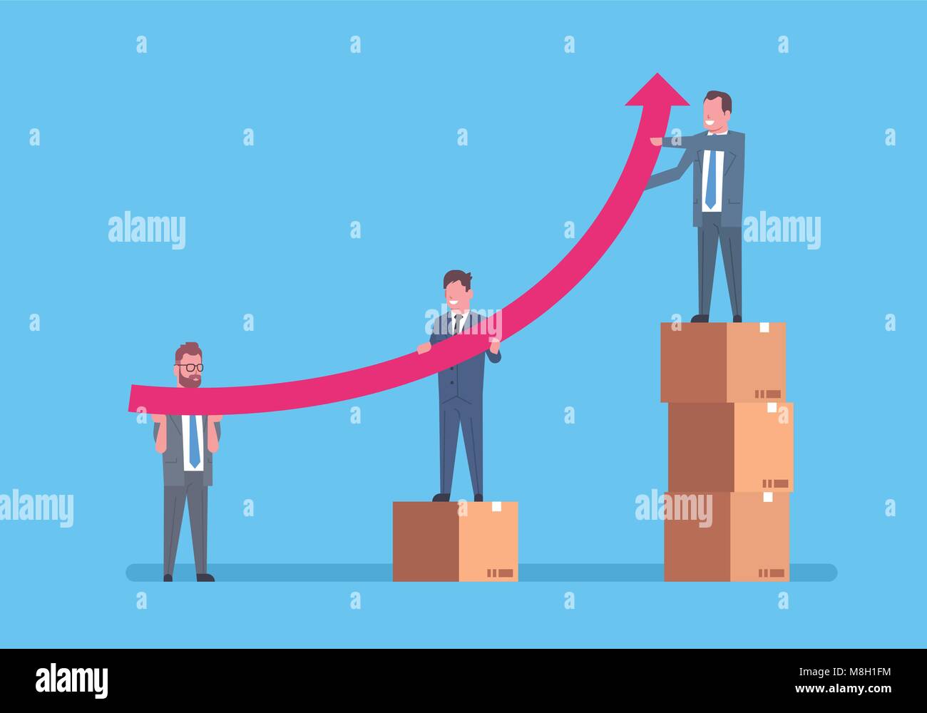 Businessmen Group Raising Financial Arrow Up Growth And Teamwork ...