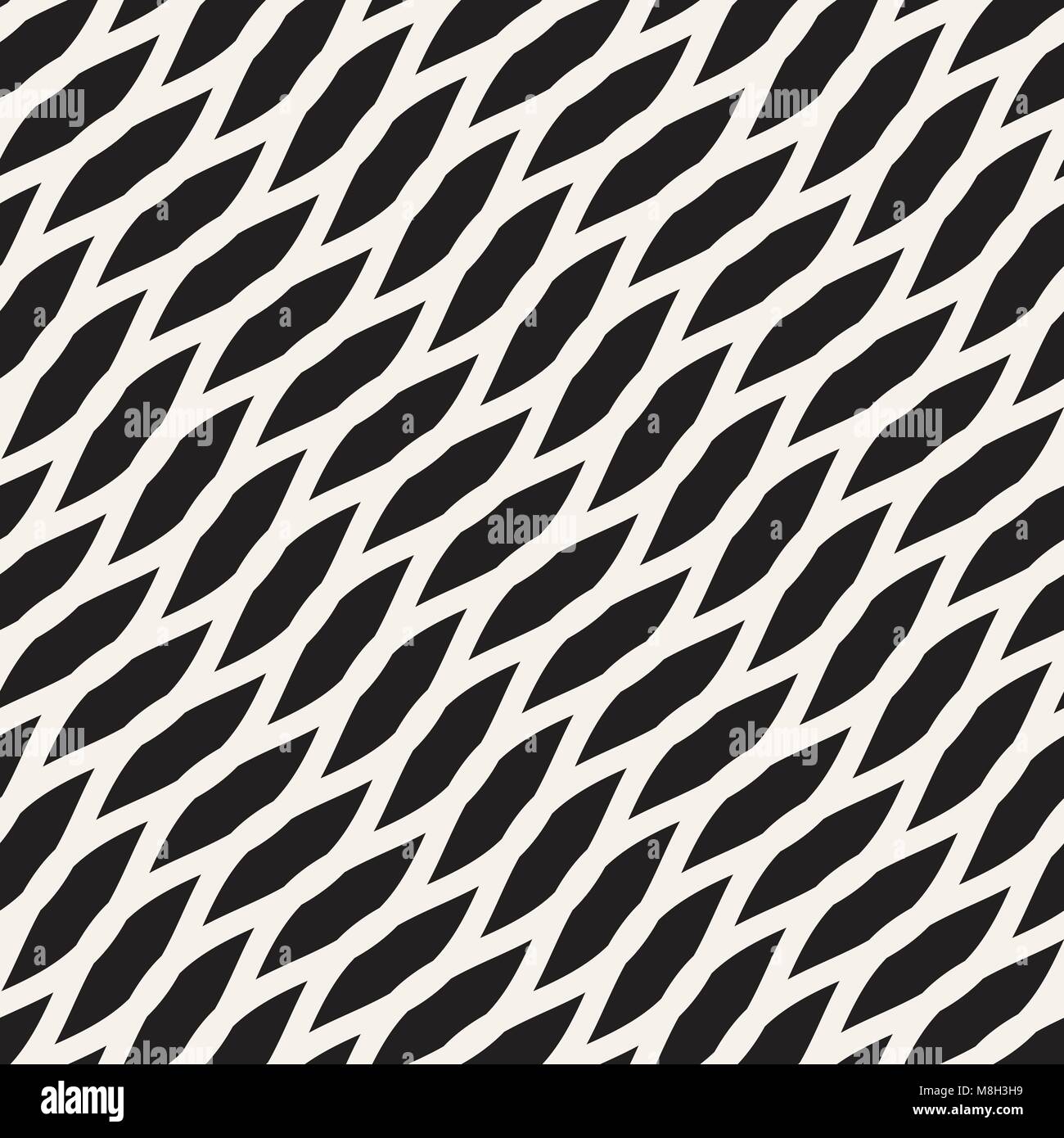 Vector Seamless Black and White Wavy Lines Pattern. Abstract Geometric ...