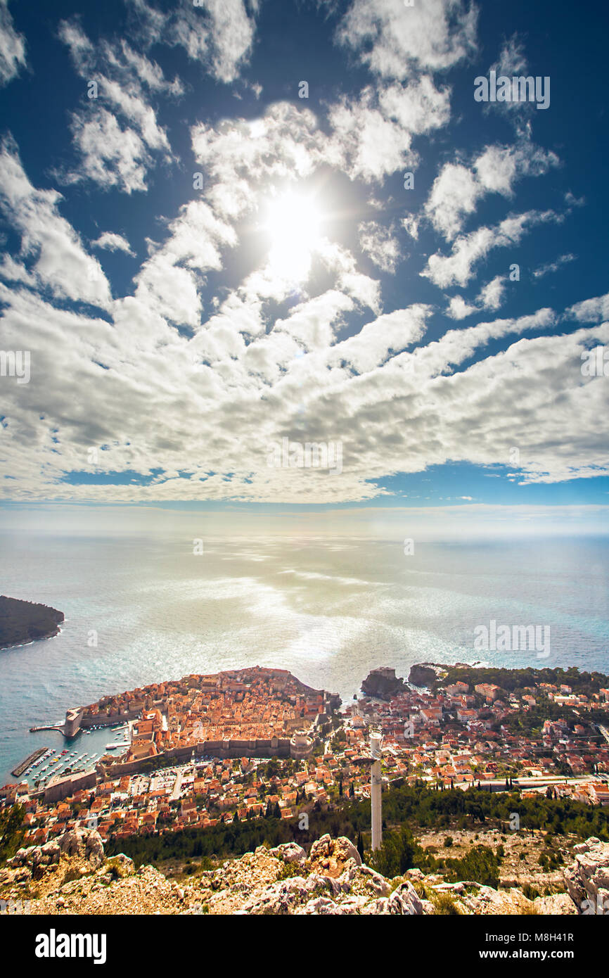 View of Dubrovnik Croatia from Mount Sdr Stock Photo