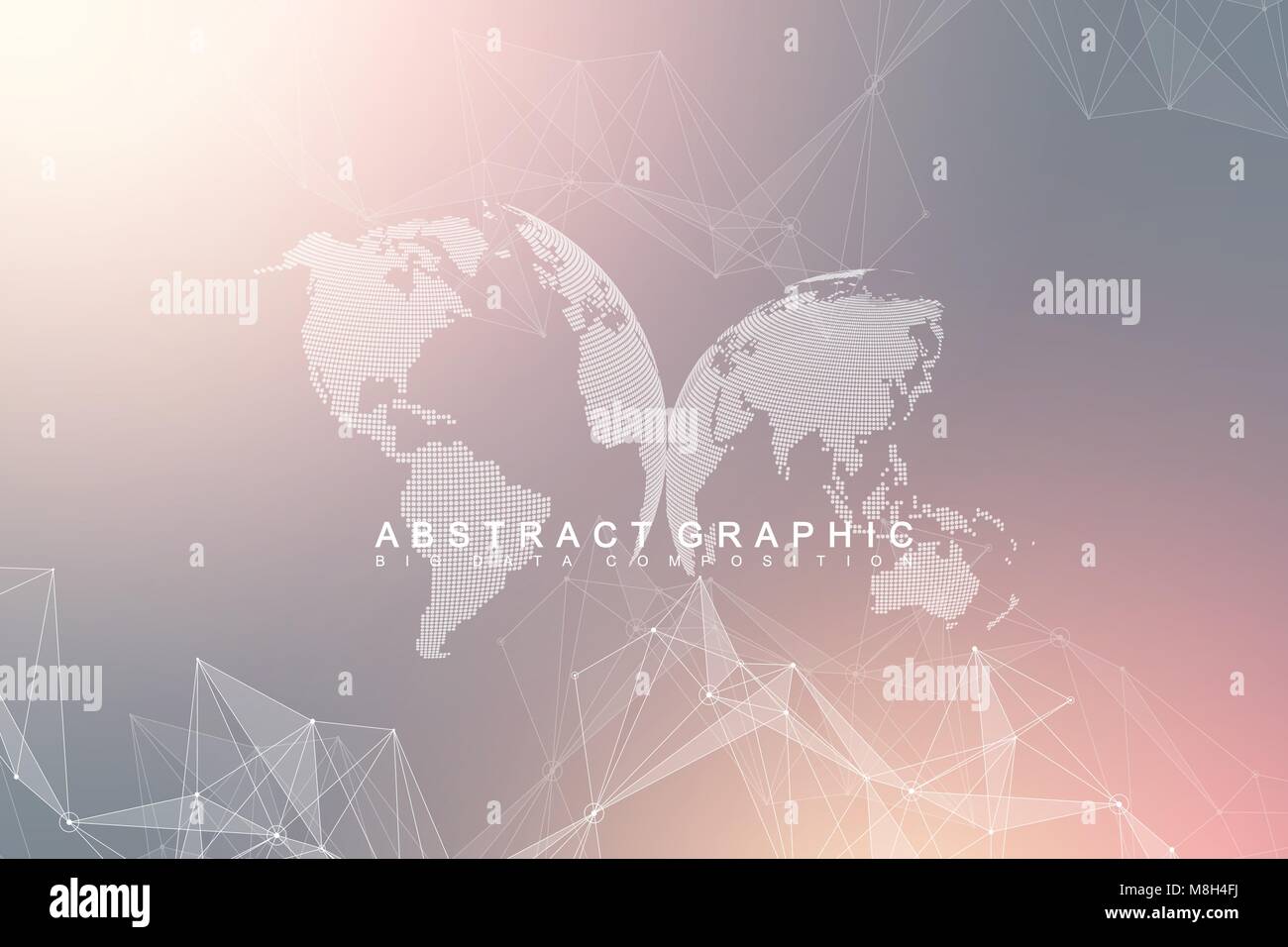 Global network connection. Network and big data visualization ...