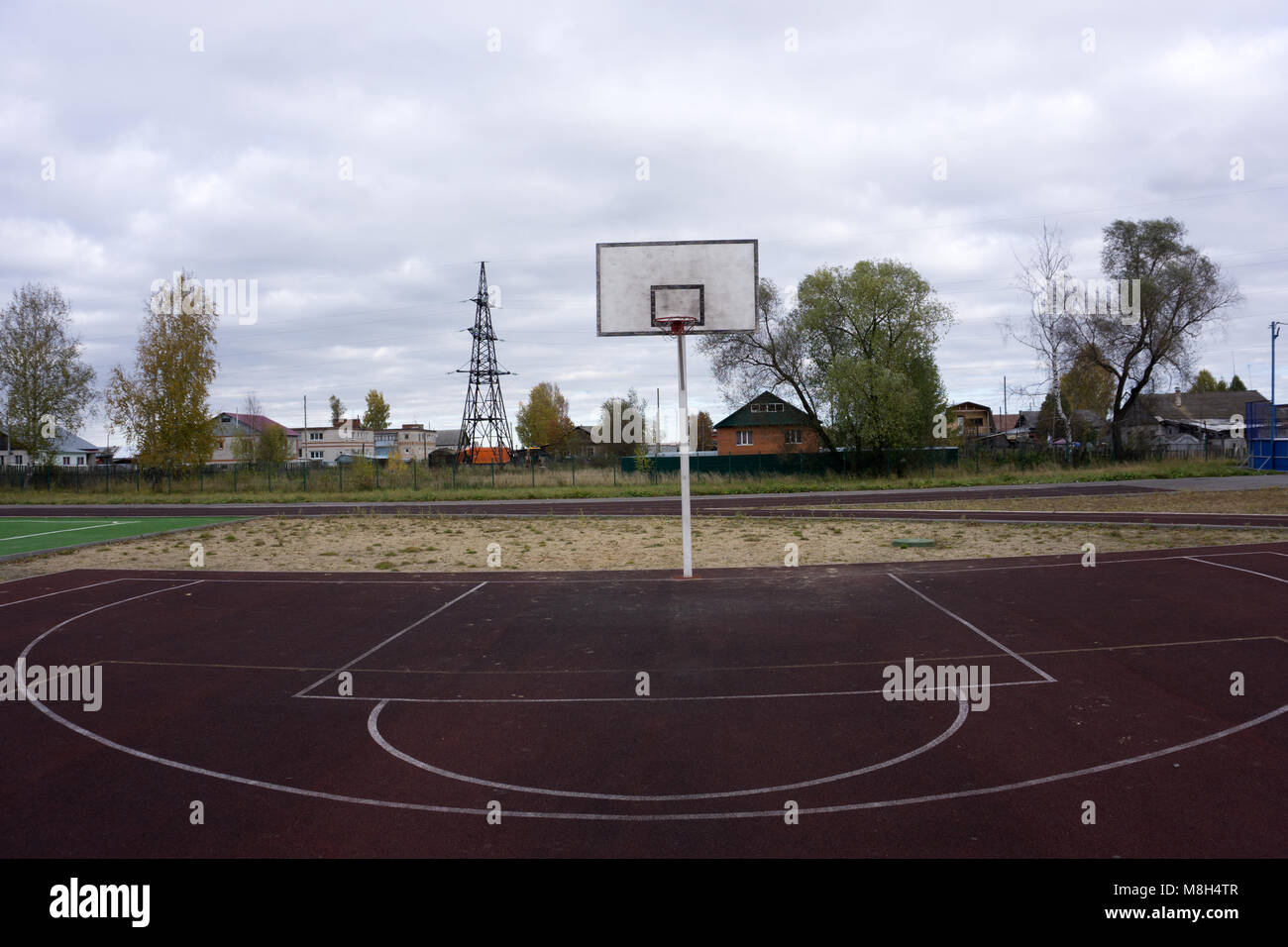 Basketball hoop cage, isolated large backboard closeup, new outdoor