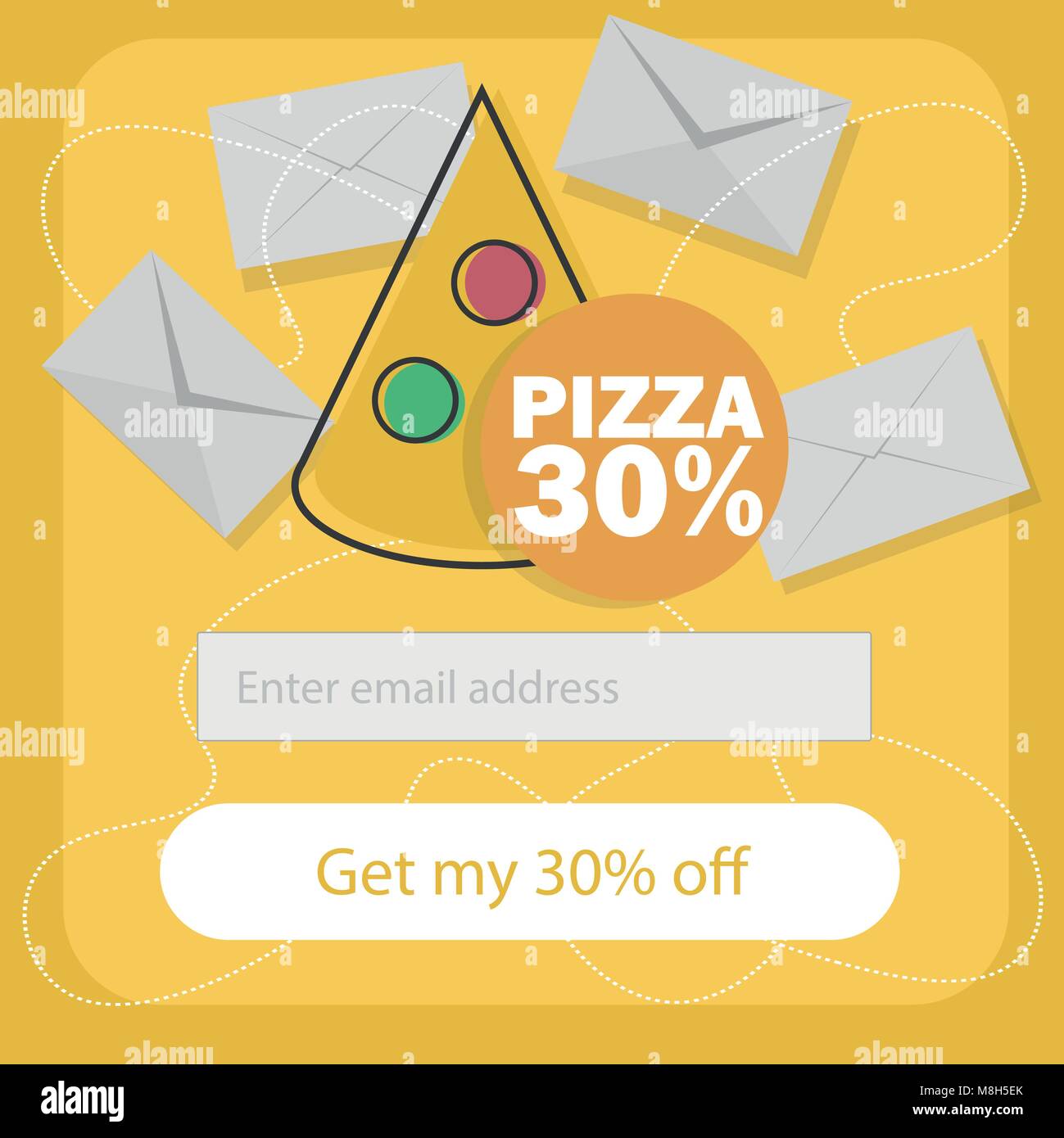 Ecommerce concept - fast food online. Subscribe to newsletter form Stock Vector