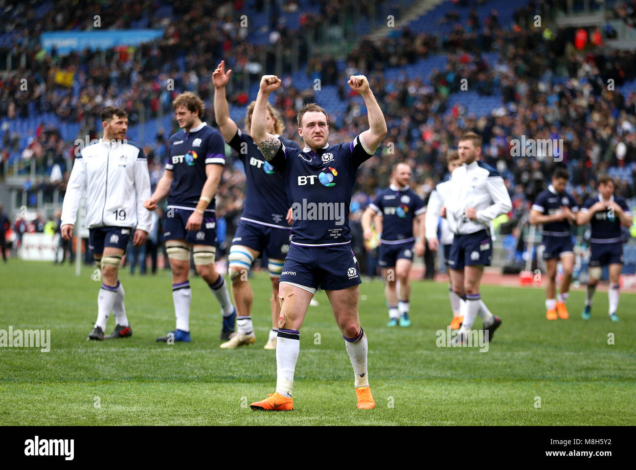 Scotland's Stuart Hogg celebrates after the final whistle during the ...