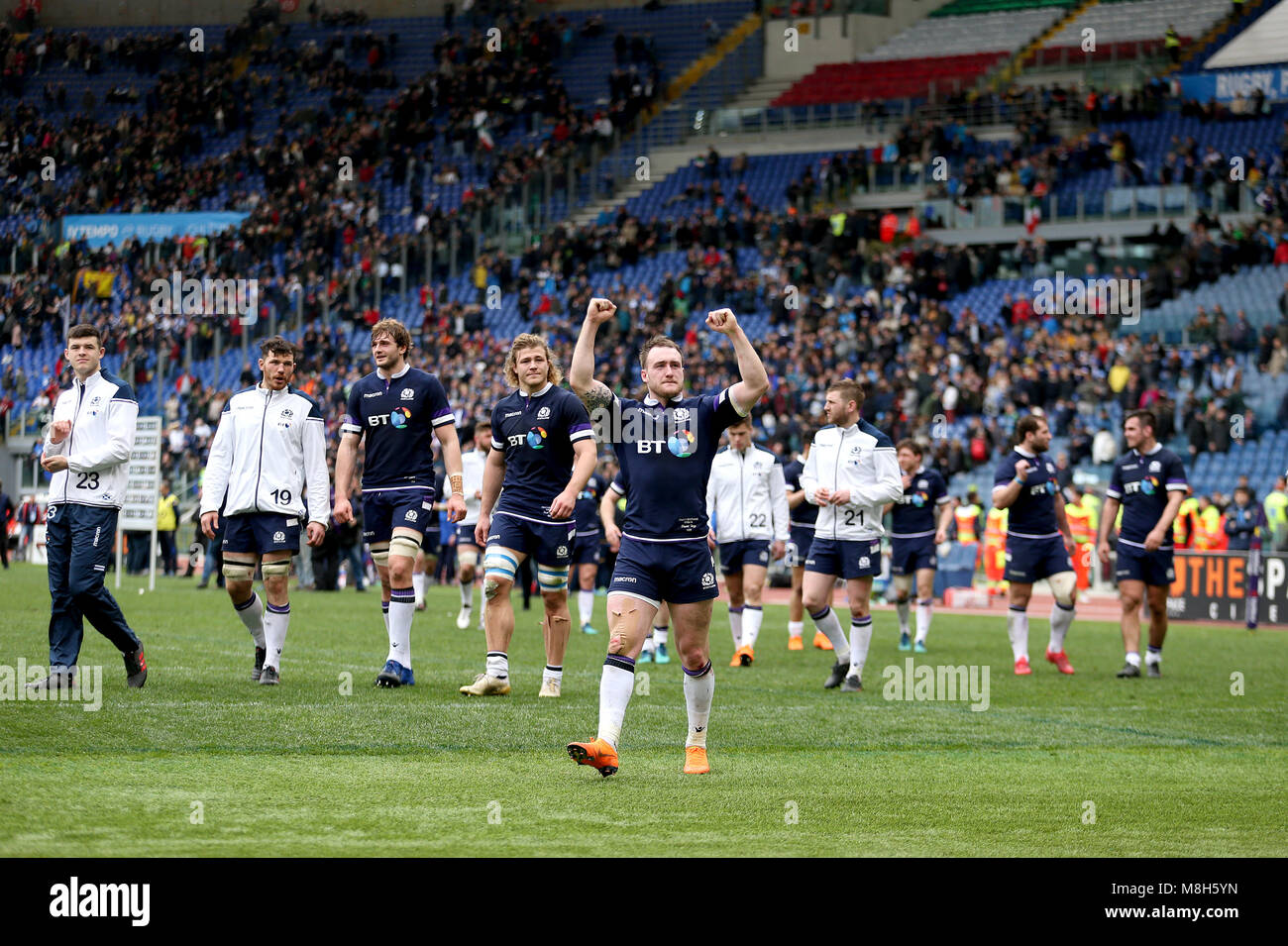Scotland's Stuart Hogg celebrates after the final whistle during the ...