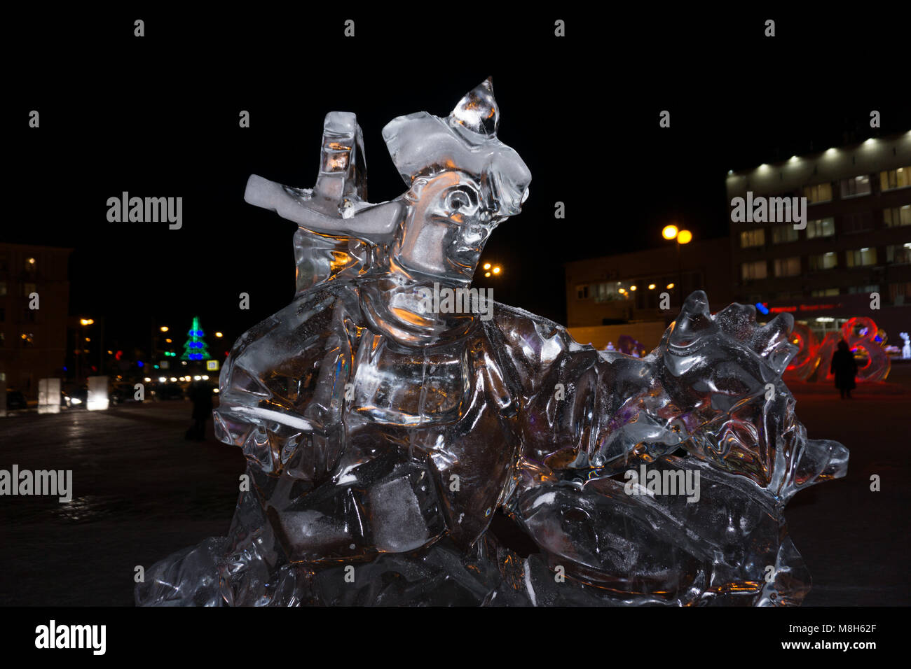 dark face lights ice sculpture Stock Photo - Alamy