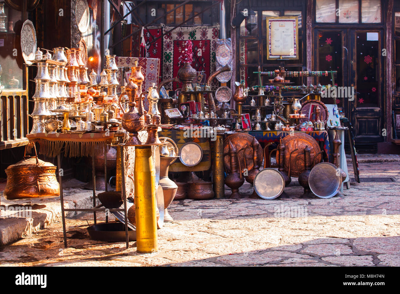 Typical street market in Sarajevo, Bosnia and Herzegovina Stock Photo