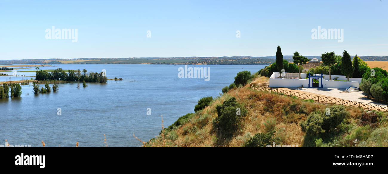 The Guadiana river, a natural border between Spain and Portugal Stock Photo