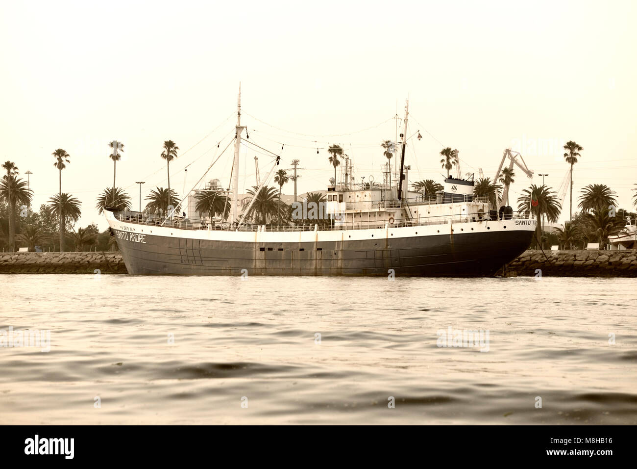 The Codfish fishing boat (bacalhoeiro) Santo André, a museum-ship. Gafanha da Nazaré, Portugal Stock Photo