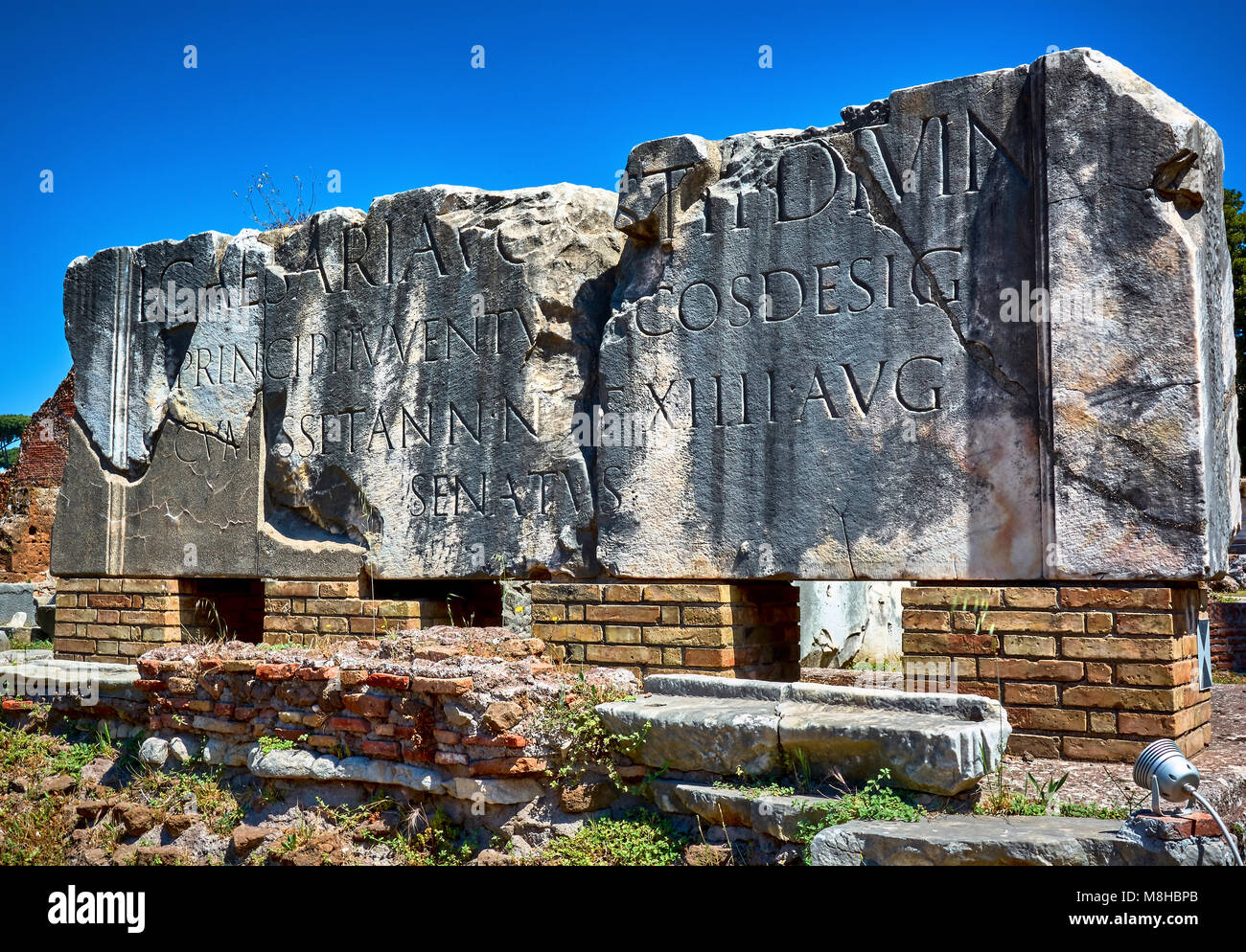 ROMAN FORUM, ROME, ITALY - MAY 17, 2017: Ancient sign located at the Roman Forum in Rome. Stock Photo