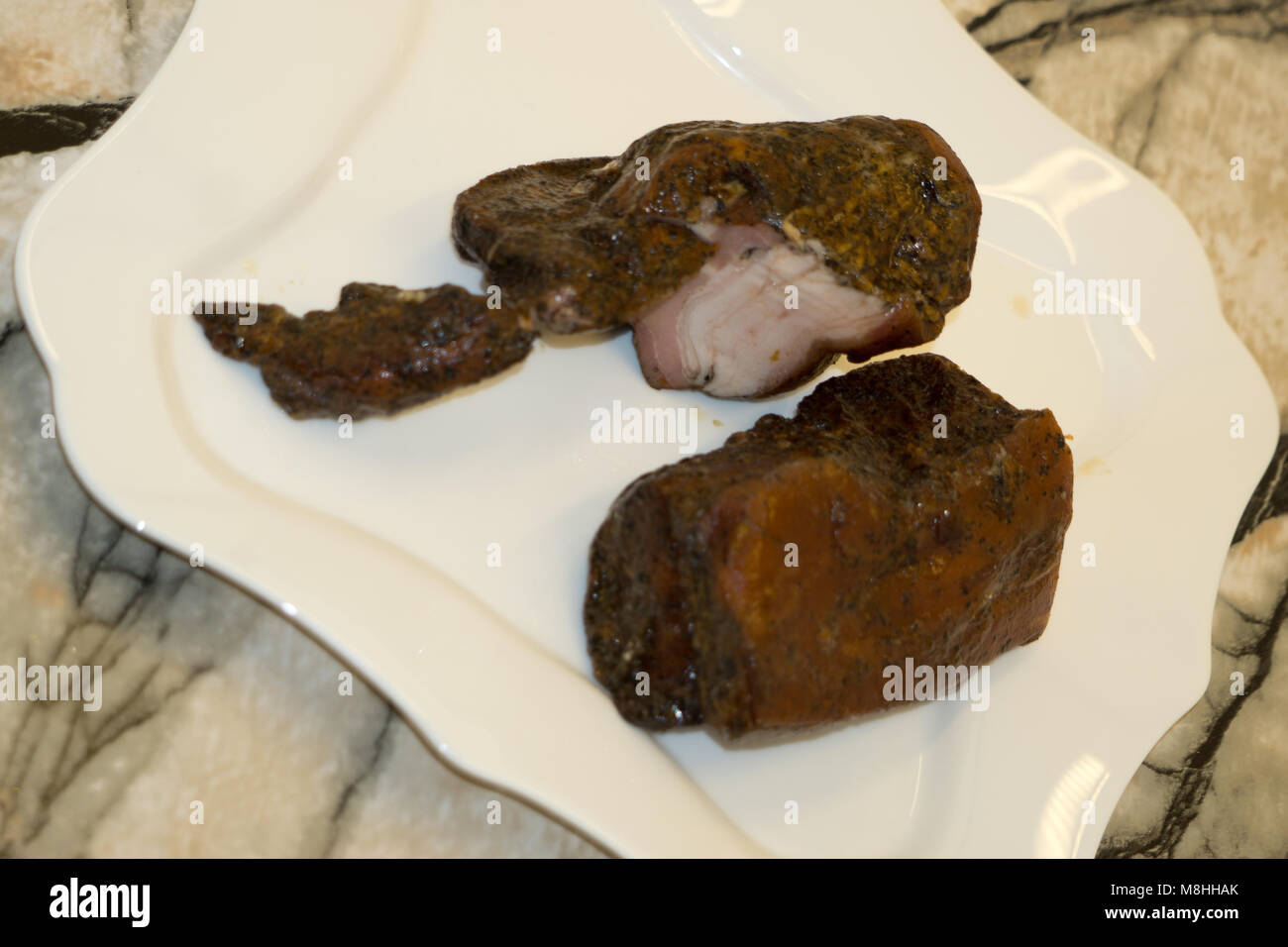 Smoked ham supper traditional uncooked white whole Stock Photo Alamy