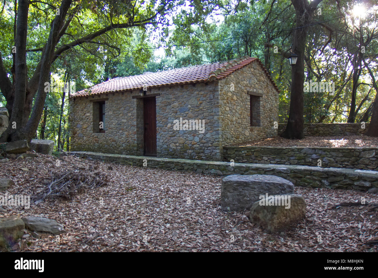 Ekklisia Agia Anastasia Farmakolitria church on Skiathos island, Greece Stock Photo