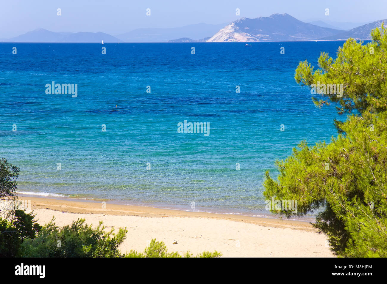 Banana beach on the Skiathos island, Greece Stock Photo Alamy
