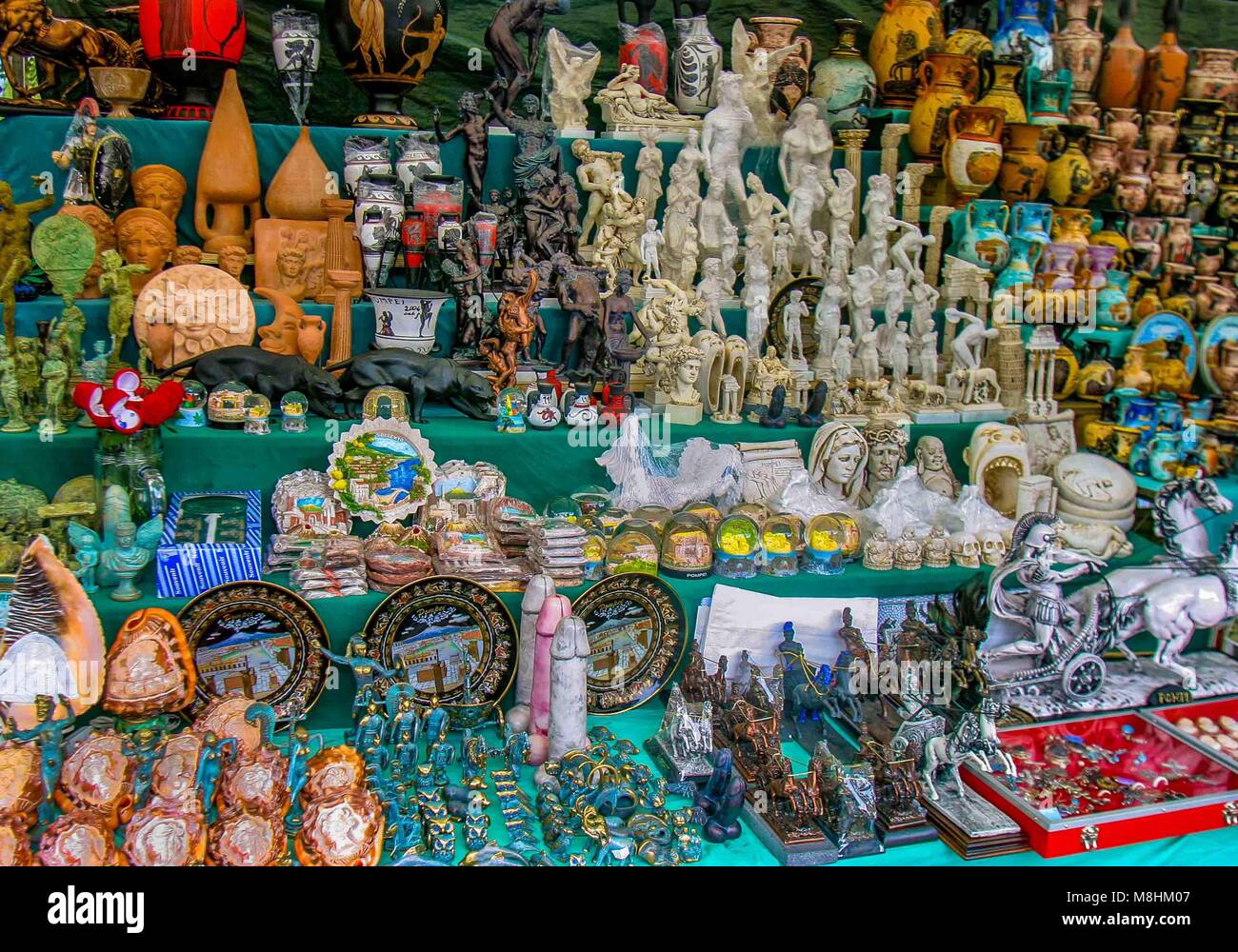 Pompeii, Italy. 26th Sep, 2004. Just outside the ruins of Pompeii, a shop oiffers souveniers for