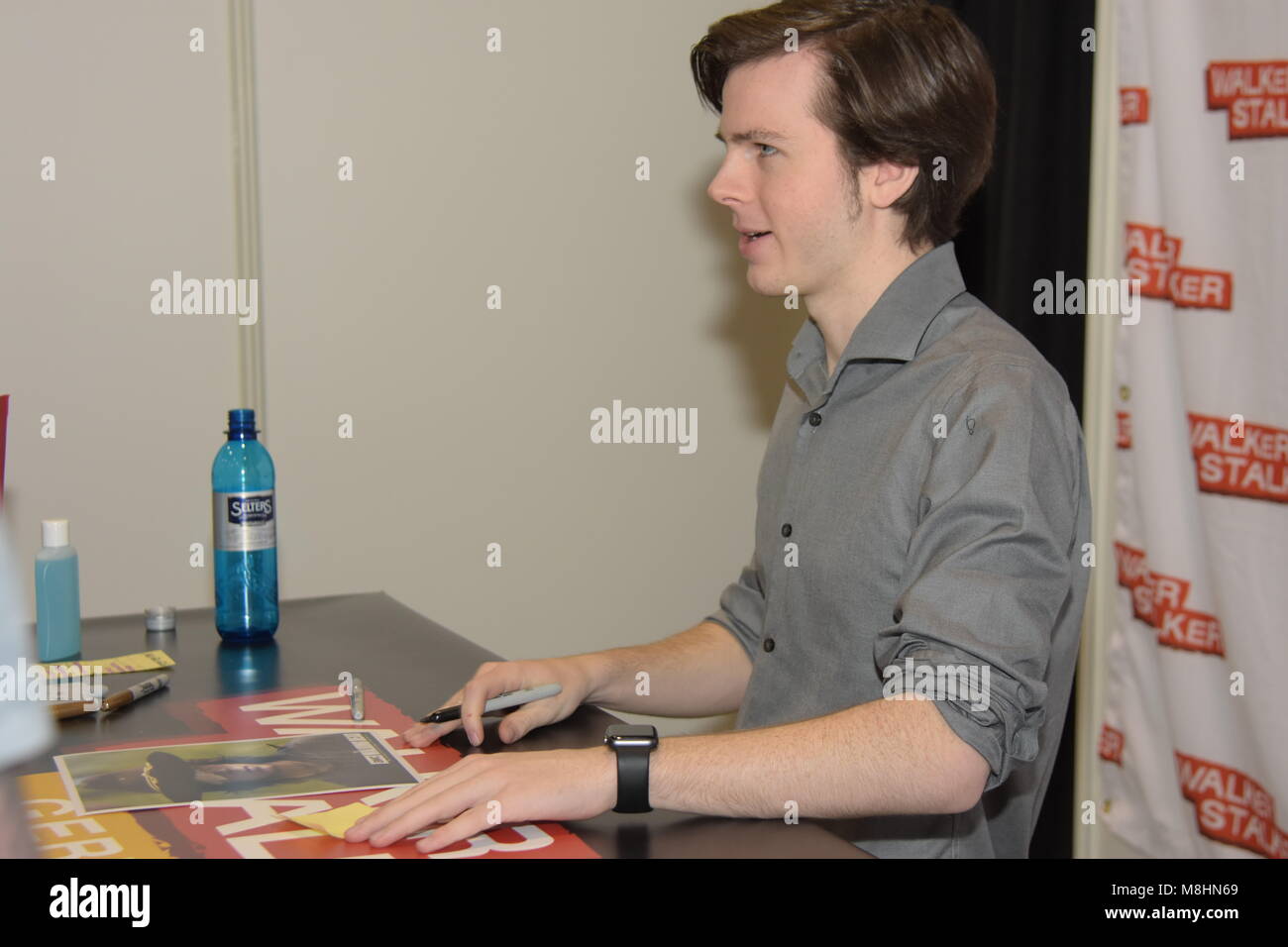MANNHEIM, GERMANY - MARCH 17: Actor Chandler Riggs (Carl on The Walking Dead) at the Walker Stalker Germany convention. (Photo by Markus Wissmann) Stock Photo