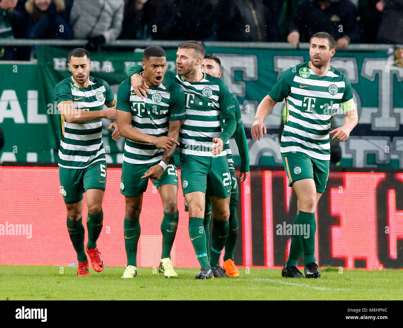 BUDAPEST, HUNGARY - FEBRUARY 15: (r-l) Kenneth Otigba of