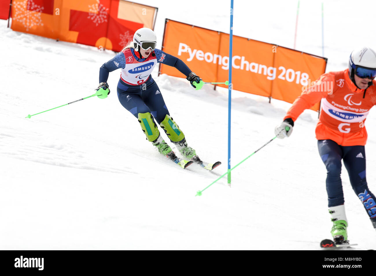 PyeongChang 18th March . Women's Slalom. Team GB - GALLAGHER Kelly  Guide: SMITH Gary Credit: Marco Ciccolella/Alamy Live News Stock Photo