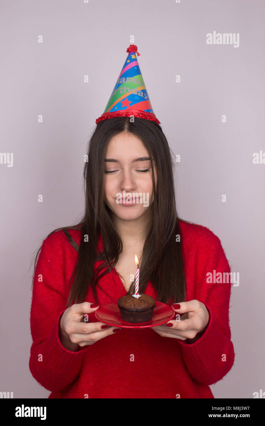 teen girl birthday wish Stock Photo - Alamy