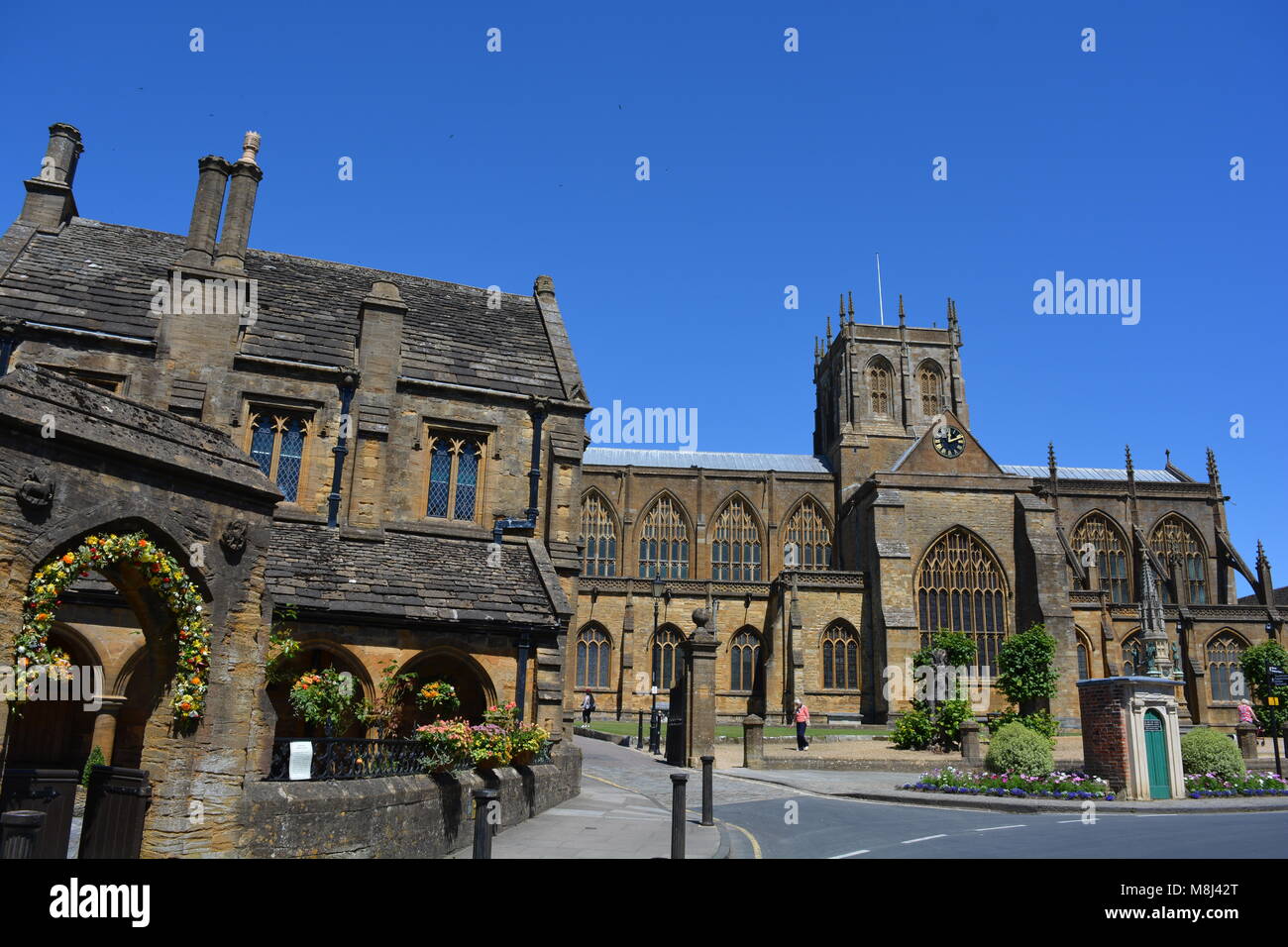 The exterior Abbey Church of St Mary the Virgin in Sherborne, Dorset