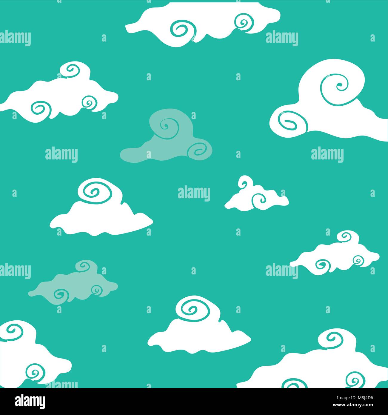 Background of sky with clouds in oriental style, colorful design vector