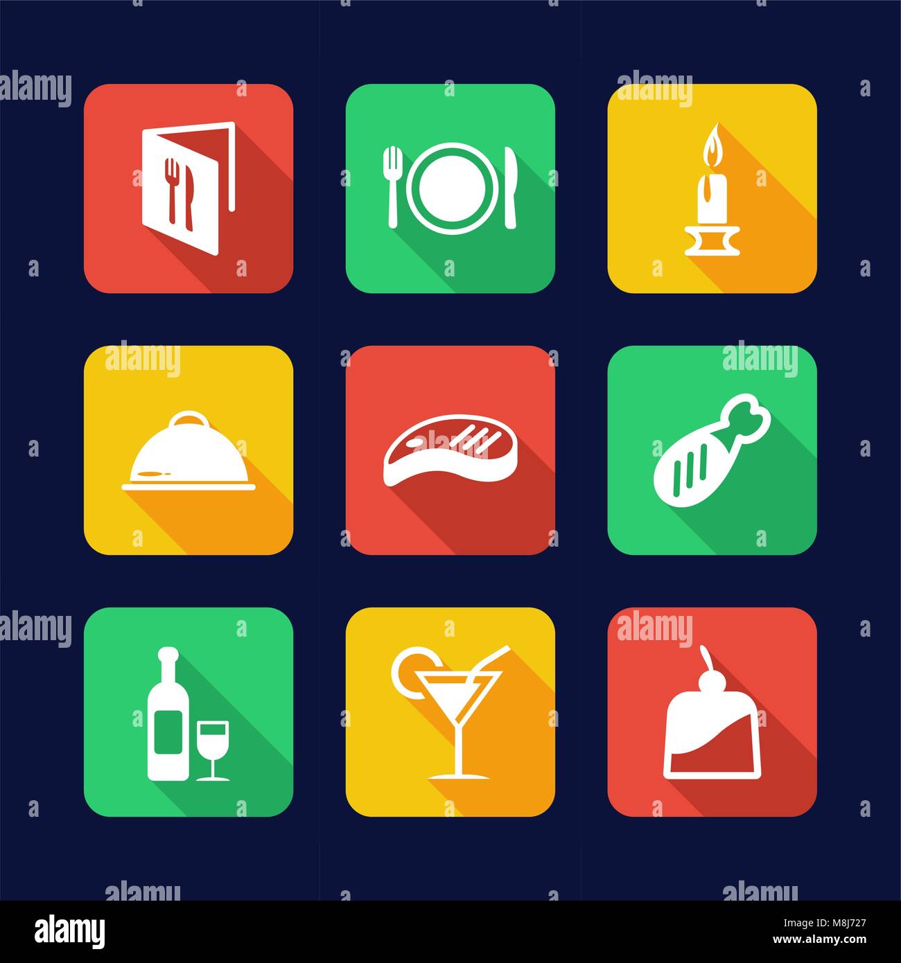 Dinner Icons Flat Design Stock Vector Image & Art - Alamy