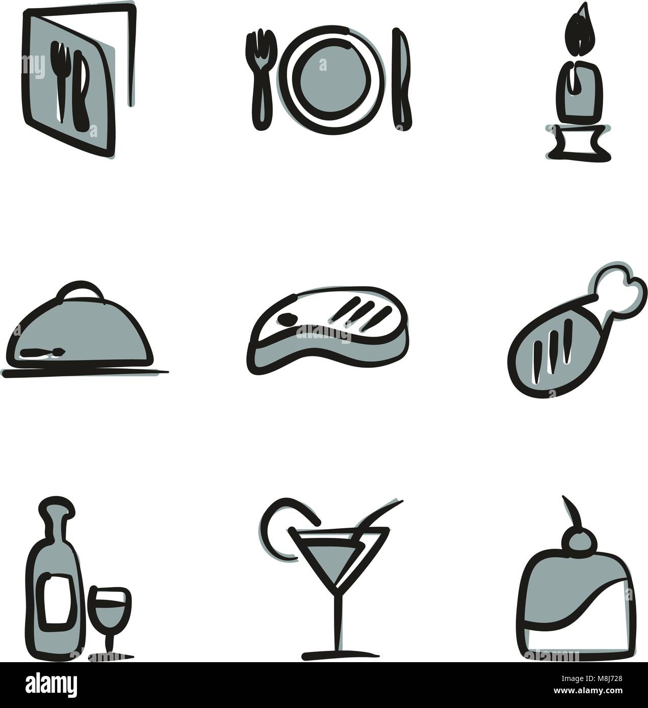 Dinner Icons Freehand 2 Color Stock Vector Image & Art - Alamy
