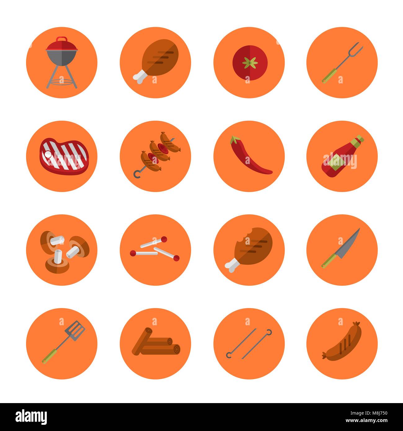 Barbecue grill round icons set Stock Vector Image & Art - Alamy