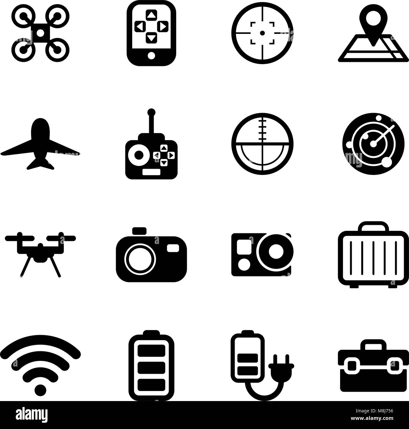 Drone Or Quadcopter Icons Stock Vector