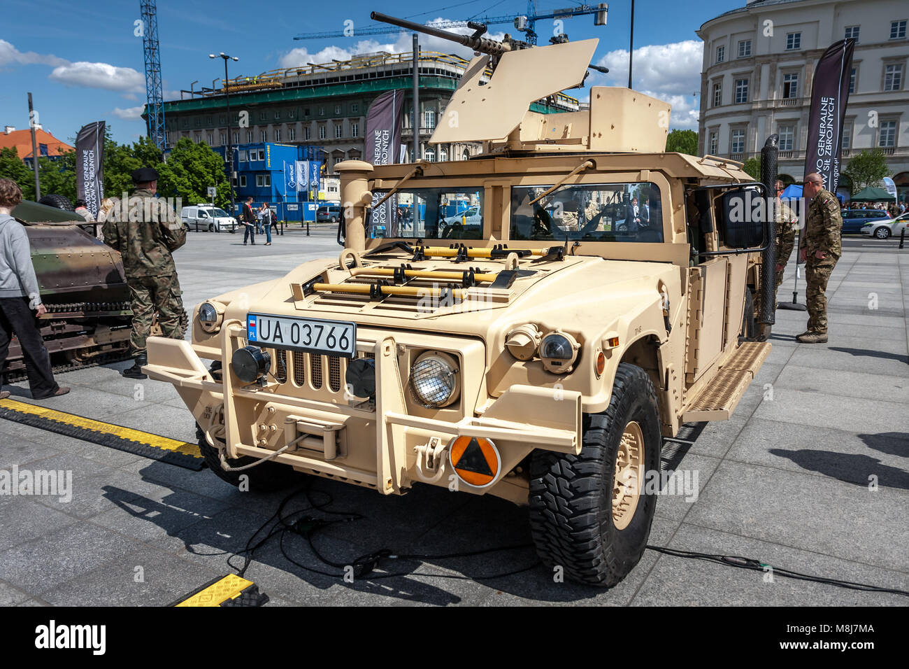 WARSAW, POLAND - AUGUST 15, 2014: Humvee HMMWV light armored vehicle. Polish Armed Forces Day. Over 1200 Polish and over 90 foreign soldiers, over 120 Stock Photo
