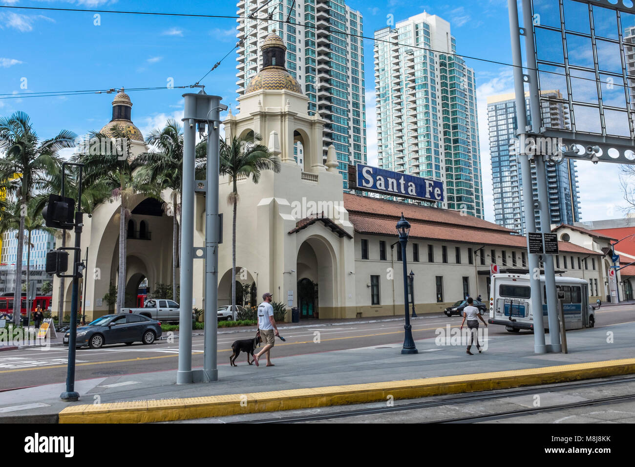 SAN DIEGO, CALIFORNIA, USA - Santa Fe Union Railway Station in the Downtown part of the city. Stock Photo