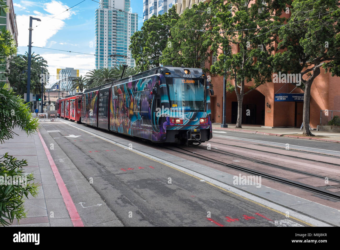 SAN DIEGO, CALIFORNIA, USA - Red Trolley train of the San Diego  Metropolitan Transit System in the Downtown sector of the city Stock Photo  - Alamy