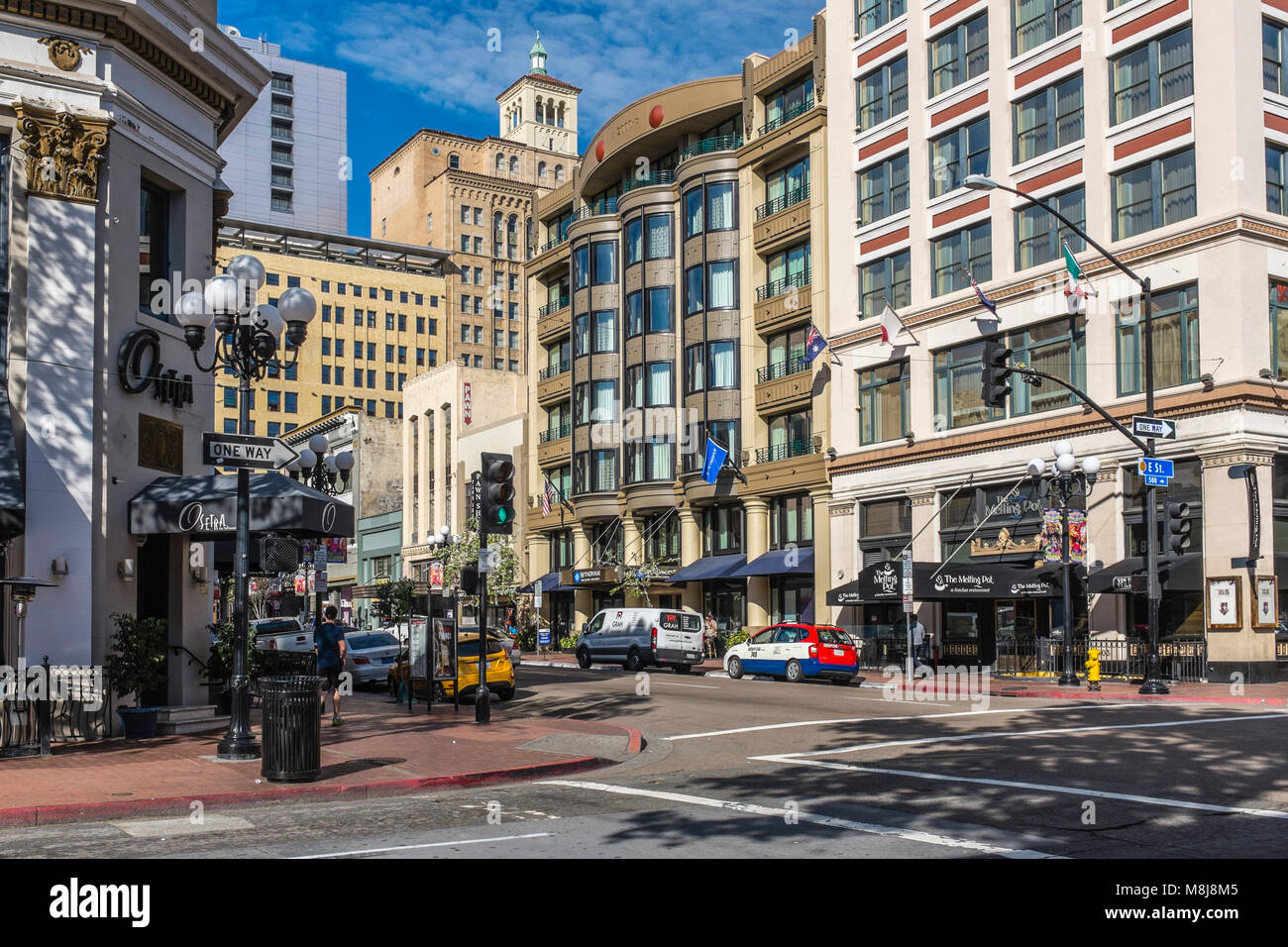 SAN DIEGO, CALIFORNIA, USA Streets in the historic Gaslamp Quarter of the Downtown area of the