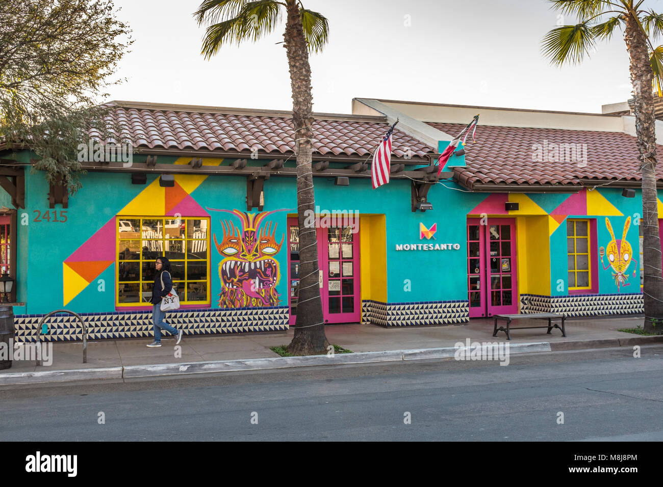 SAN DIEGO, CALIFORNIA, USA - Colourful Mexican food restaurant located on San Diego Avenue in the historic Old Town neighbourhood of the city. Stock Photo