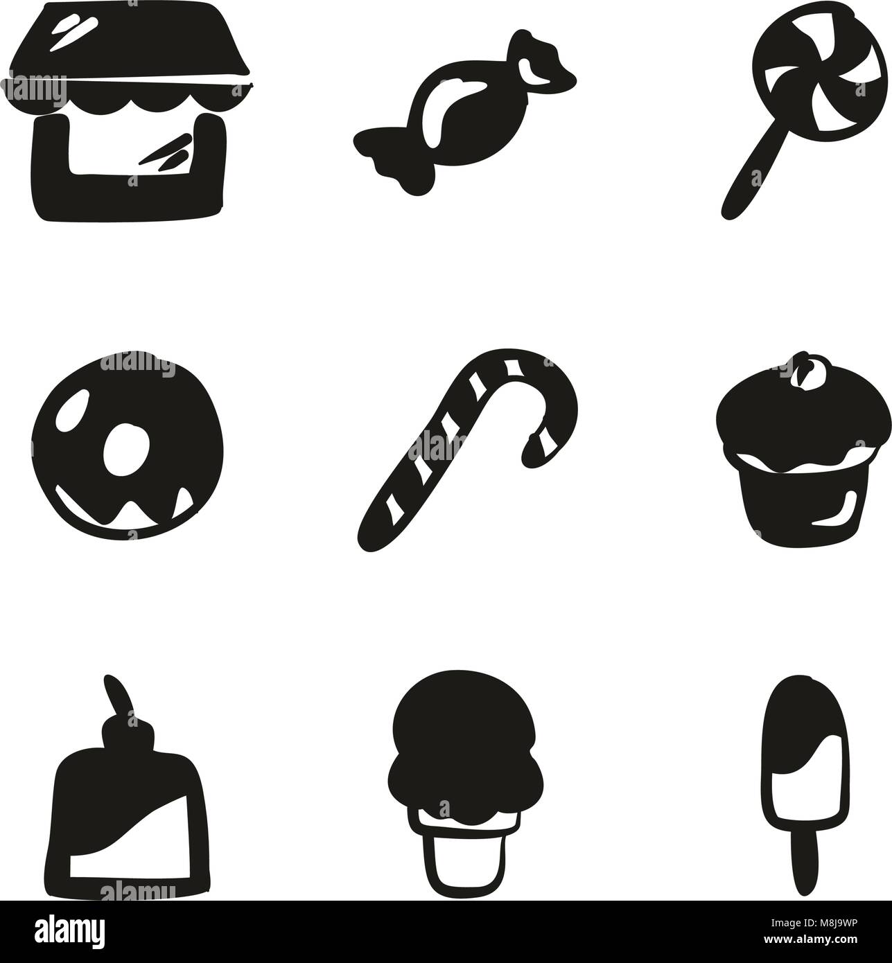 Candy Shop Icons Freehand Fill Stock Vector Image & Art - Alamy