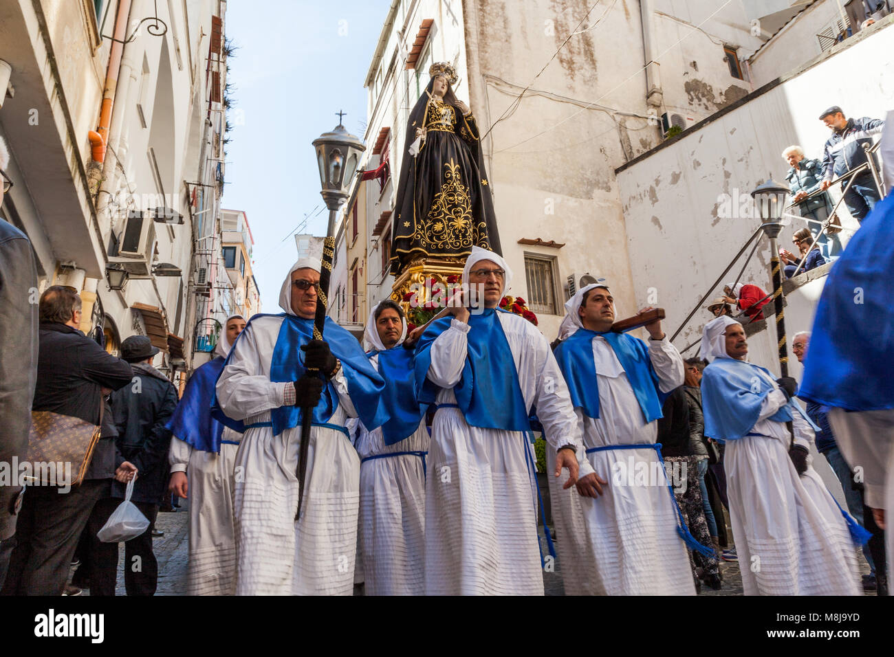 The Procession in Procida, Italy, offers its worthy close showing a beloved eighteenth-century wooden statue representing the nice and venerated Crist Stock Photo