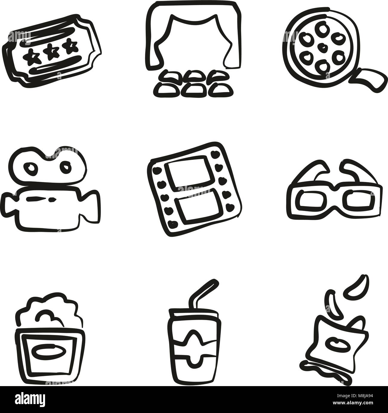 Cinema Icons Freehand Stock Vector Image & Art - Alamy