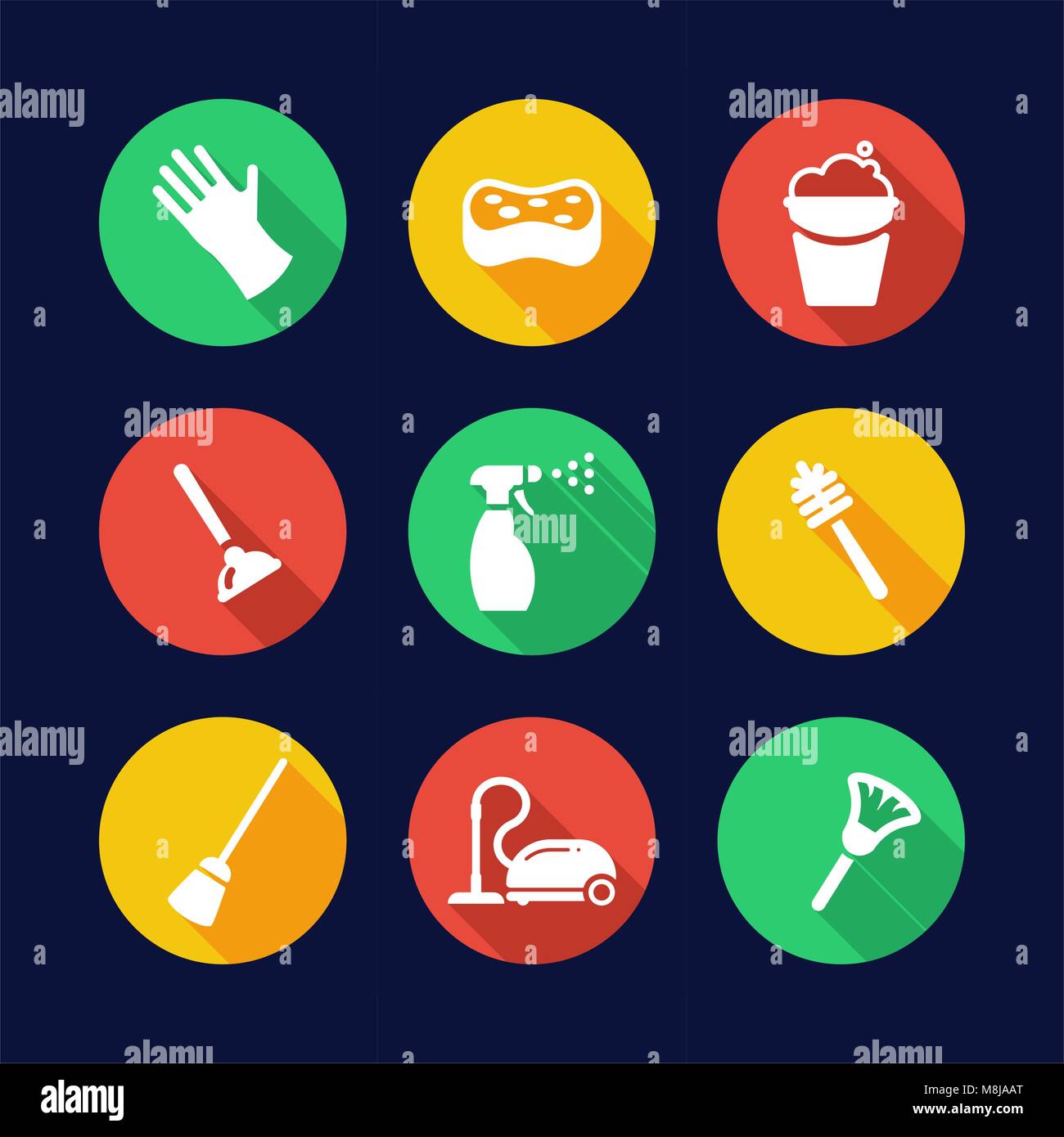 Cleaning Icons Flat Design Circle Stock Vector Image & Art Alamy