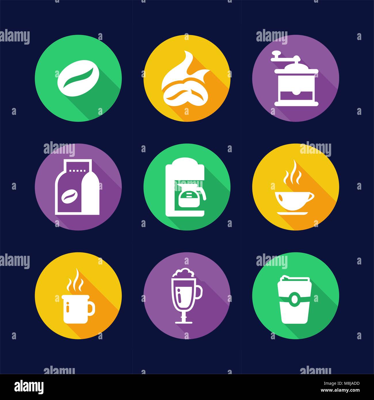 Coffee Icons Flat Design Circle Stock Vector Image & Art Alamy