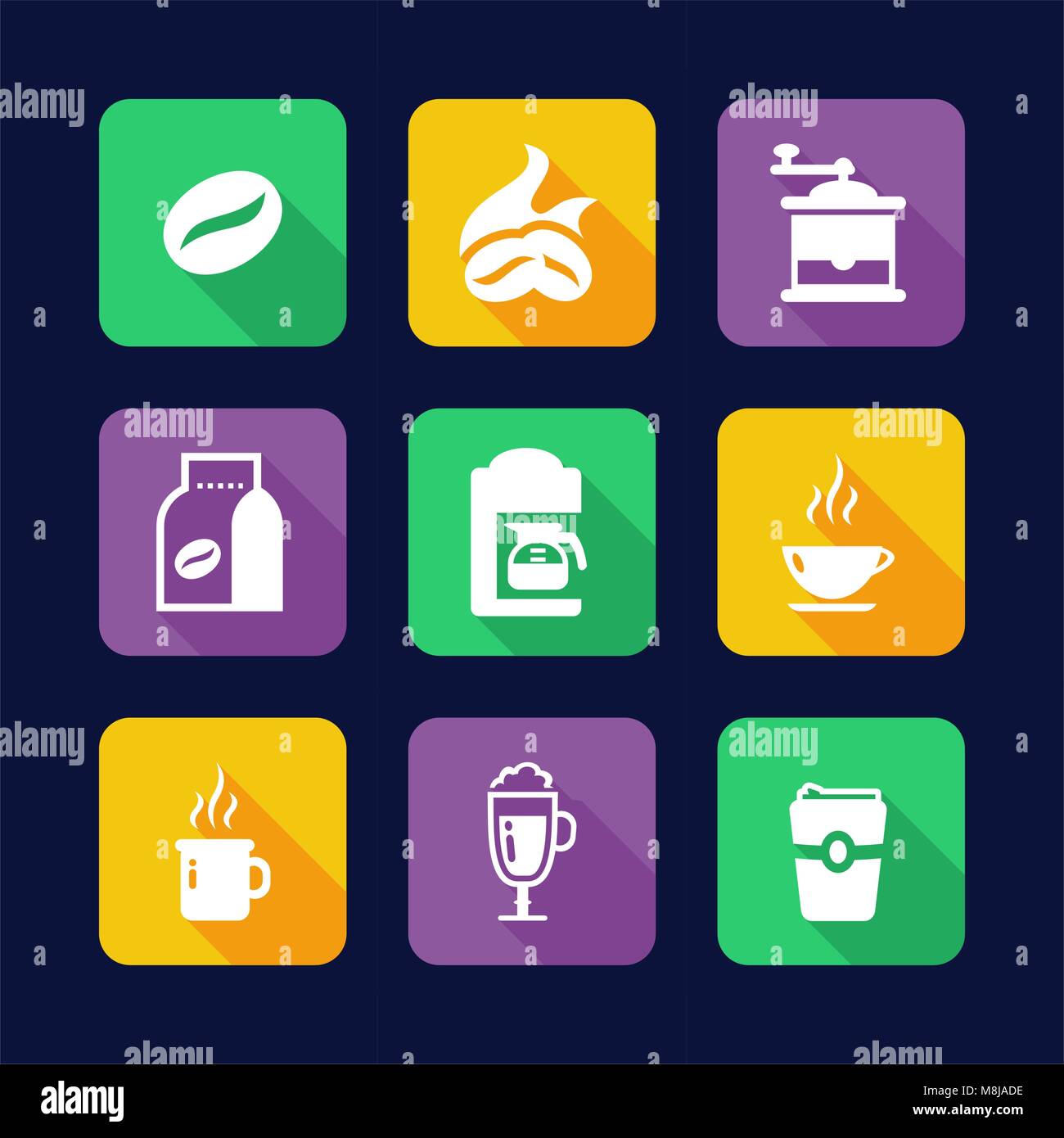 Coffee Icons Flat Design Stock Vector Image & Art Alamy