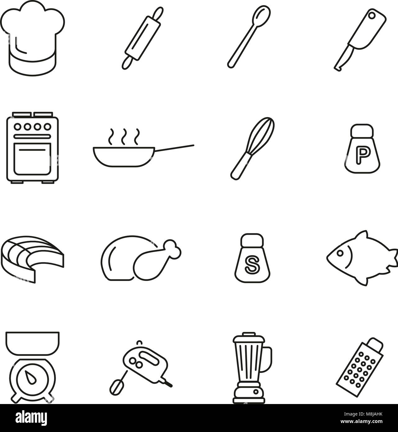 Cooking or Chef Icons Thin Line Vector Illustration Set Stock Vector ...