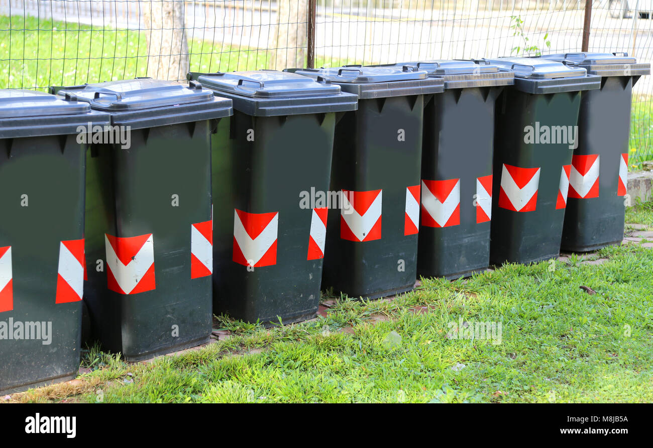 number of black bins for garbage for recycling garbage Stock Photo Alamy
