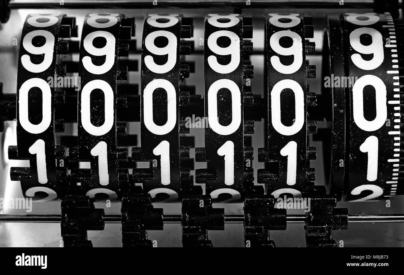 numbers of an analog meter with the inscription 000000 Stock Photo - Alamy