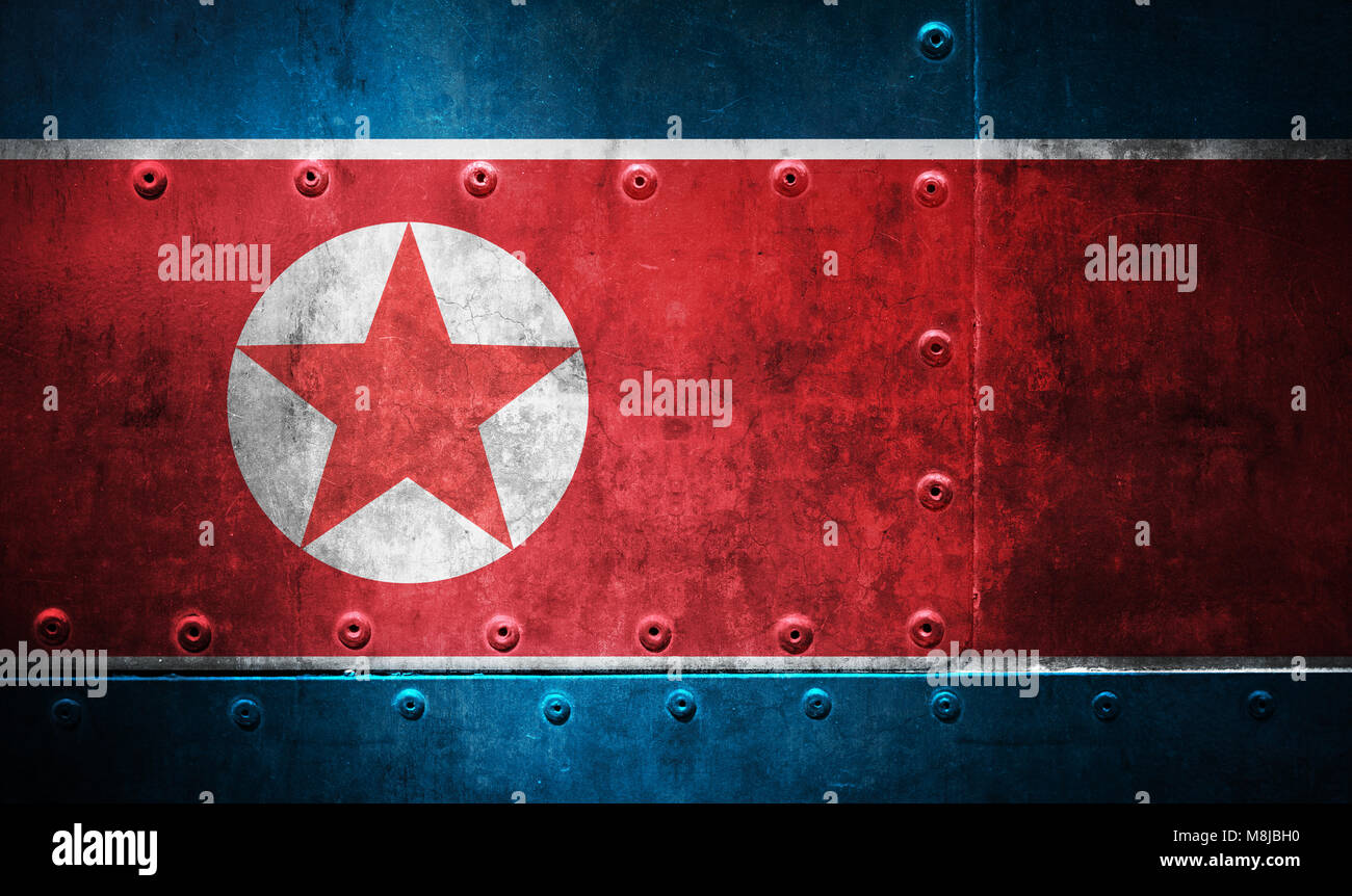 north korea flag on grunge wall Stock Photo