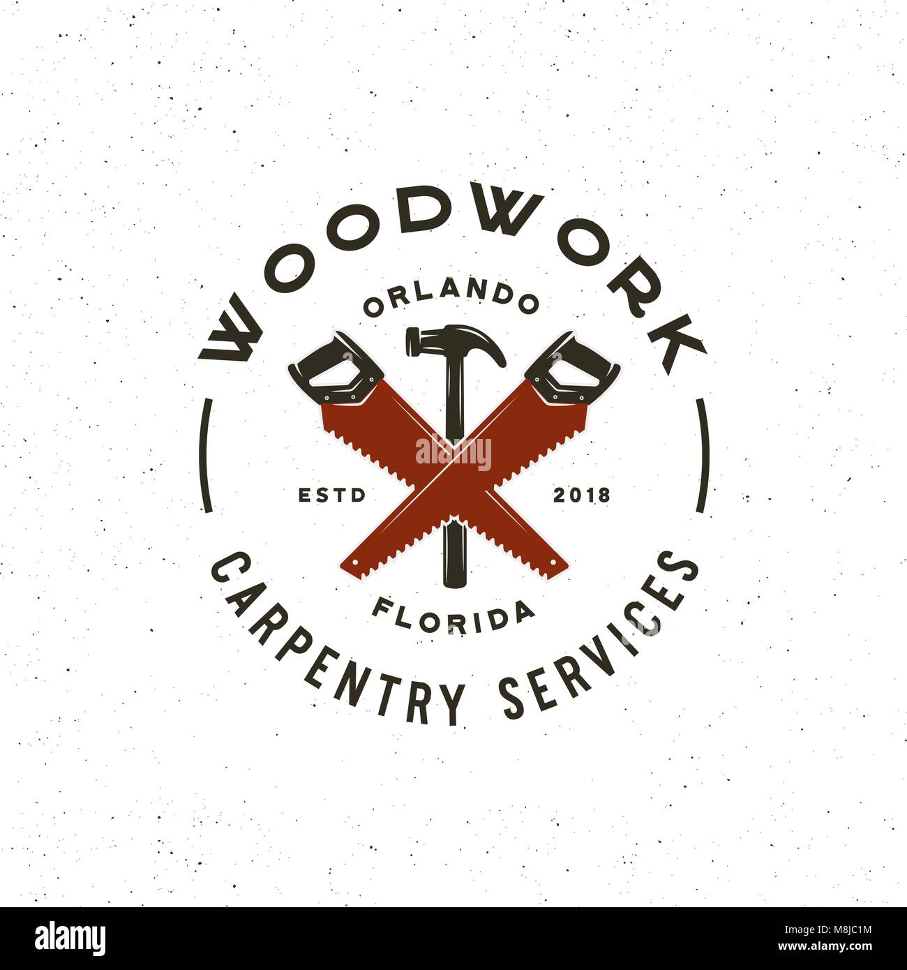 vintage carpentry logo. retro styled wood works emblem. vector illustration Stock Vector