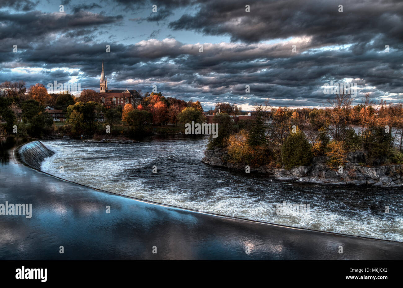 Town Life  Sunset in Autumn, Ottawa Valley, Ontario, Canada Stock Photo