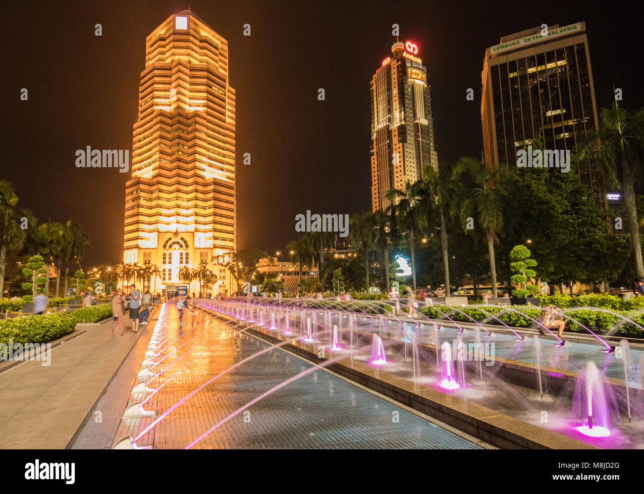 Fountains at Petronas Towers, KLCC, Kuala Lumpur, Malaysia Stock Photo